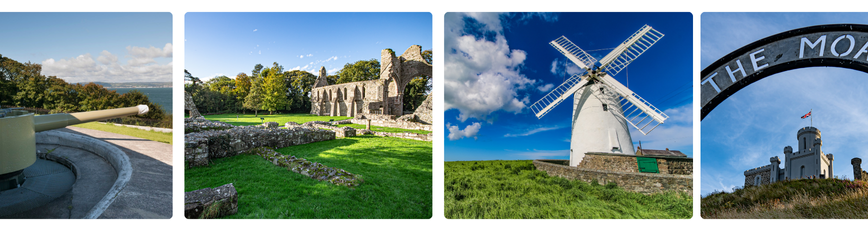 Grey Point Fort, Grey Abbey, Ballycopeland Windmill and Donaghadee Moat